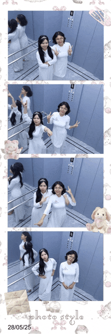 a photo of a group of women in an elevator with the date 28/05/25 on the bottom