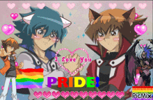 a collage of anime characters with the words " i love you pride " on the bottom