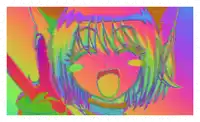 a colorful drawing of a girl 's face with a rainbow colored background .