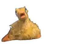a duck with tears running down its face is sitting on a white background