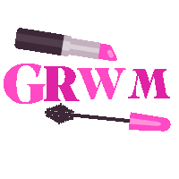 a logo for grwm with a lipstick and mascara on it
