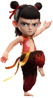 a cartoon character has a lotus on his chest