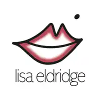 a logo for lisa eldridge with a drawing of a woman 's lips