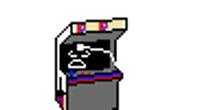 a pixel art drawing of an arcade machine with the number 80 on the screen .