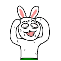 a cartoon of a rabbit with bunny ears is sweating .