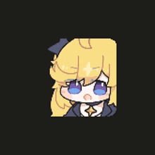 a pixel art drawing of a girl with long blonde hair