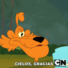 a cartoon character says cielos gracias in a cartoon network advertisement