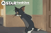 a cartoon of tom and jerry with a star tamil chat logo in the corner
