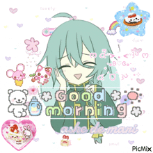a picture of a girl says good morning