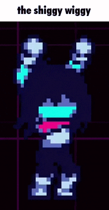 a pixel art of a person with the words " the shiggy wiggy " on the bottom