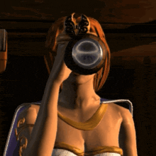 a woman with a crown on her head drinks from a glass