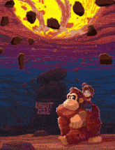 a pixel art drawing of a monkey and a girl with the words " ingot isle " on the bottom right
