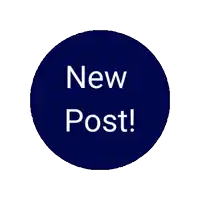 a blue circle with the words new post in white letters