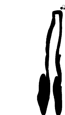 a black and white drawing of a person 's torso and legs