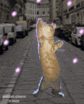 a pixel art of a cat on its hind legs with the words goddam.ghonzo iv.hope below it