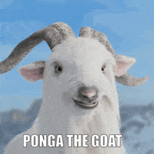 a picture of a goat with the words ponga the goat on it