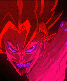 a drawing of a person with purple eyes and a red hair