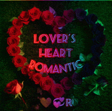 a heart made of roses with the words lover 's heart romantic on it