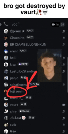 bro got destroyed by vaurt is written on a black screen