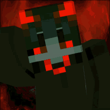 a minecraft character with a red glowing head