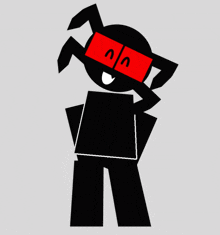 a cartoon character wearing a pair of red glasses with a smile on his face