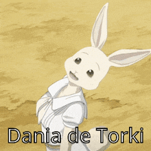 a picture of a white rabbit with the name dania de torki