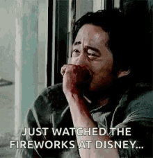 Disney Fireworks Steven Yeun GIF - Disney Fireworks Steven Yeun Cry GIFs