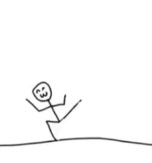 a black and white drawing of a stick figure standing on top of a m .
