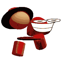 a cartoon character with a huge smile on his face