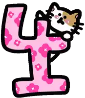 a hello kitty cat is sitting on the letter y