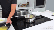 a man is cooking on a stove with the words made in animatica on the bottom right