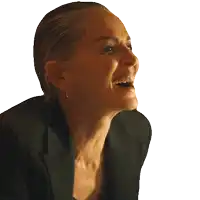 a woman is laughing with her mouth wide open
