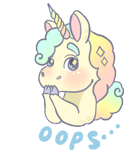 Embarrassed Unicorn Says Oops In English Sticker - Sarcastic Soda Cake Unicorn Sparkling Eyes Stickers