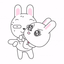 white rabbit couple carrying love