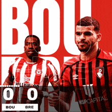 a poster with two soccer players and the words bou bre