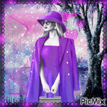 Woman In A Purple Hat Purse GIF - Woman In A Purple Hat Woman Purse GIFs