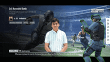 a loading screen for battlegrounds mobile india shows a man standing in front of a football field