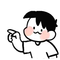 a black and white drawing of a boy pointing at something with his finger .