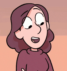 a cartoon drawing of a woman with her mouth open and her eyes closed