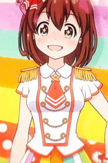a girl with red hair is wearing a white top and a red tie