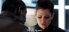 a man and a woman are talking and the woman says " that was too soon "