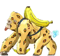 a cartoon gorilla with a banana on its back