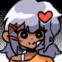 a cartoon drawing of a girl with a heart above her head