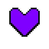 a pixel art of a red and blue heart on a white background