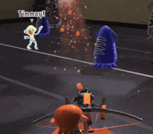 a video game character says timmay in front of a fish