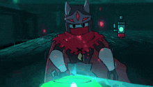 a cartoon character with a red cape and the number 3 on his chest