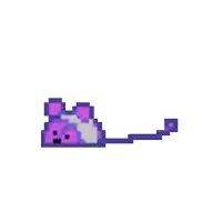 a pixel art of a purple and white mouse with a long tail