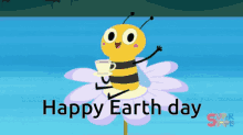 happy earth day bee flower coffee hi