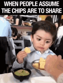 when people assume the chips are to share not for sharing dont share i dont want to share fish and chips