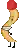 a pixel art drawing of a snake with a red ball on its head .